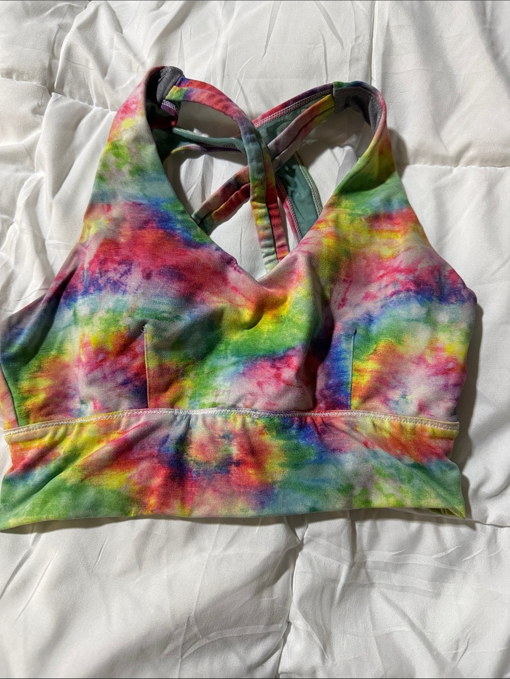 Born Primitive Rainbow Tie-Dye Sports Bra with Cross-Back Straps